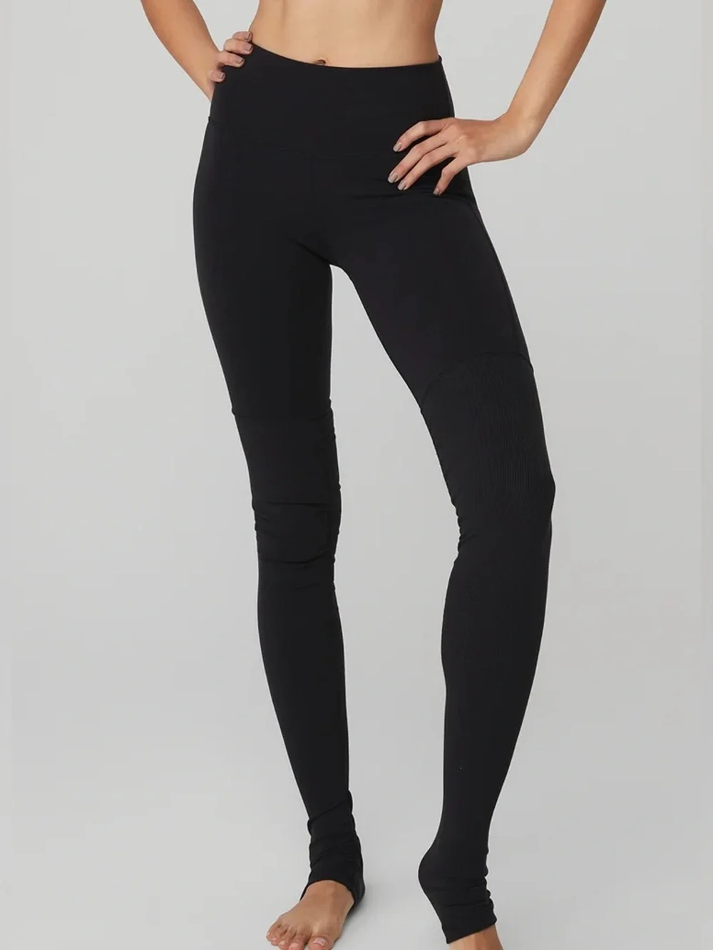 ALO Yoga Black Ribbed High Waist Goddess Athletic Leggings Women’s Size Small